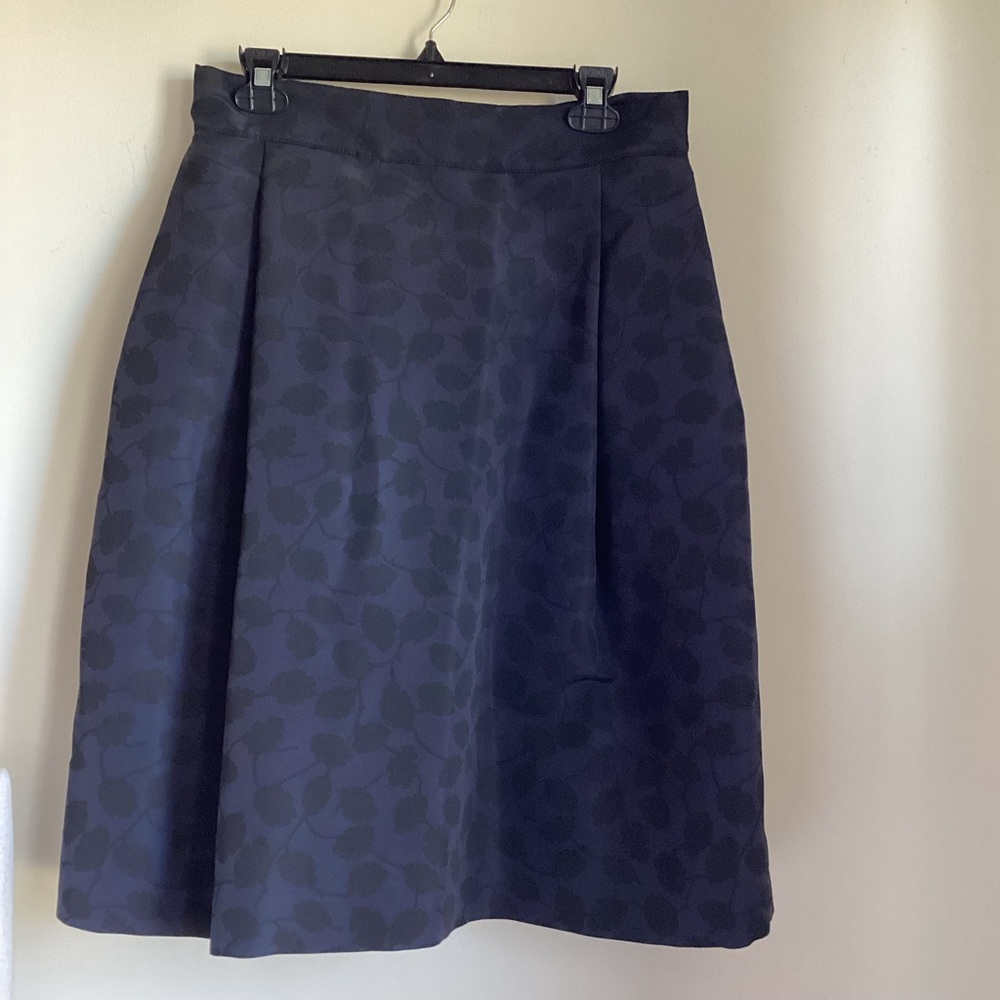 Oscar de la Renta Skirt Size 12 Navy Blue Jacquard A-Line Classic Elegant NWT